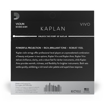 Jeu D'addario Kaplan Vivo Violon 4/4 Heavy